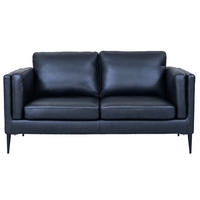ZWEISITZER-SOFA Echtleder Schwarz - Schwarz, Leder/Metall (157/83/88cm) - Furnhouse