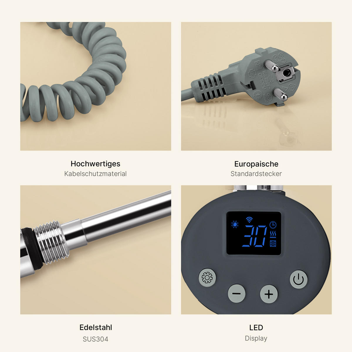 HEIZSTAB mit Thermostat Anthrazit 900W 83/6,9/6,2 cm cm - Anthrazit, Metall (7/83/6cm) - EMKE