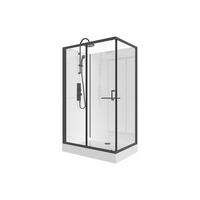 DUSCHKABINE - 110cm x 80cm - Aluminium - schwarz, weiß - ZODANI - Schwarz, Metall (80/110/200cm) - Vente-Unique