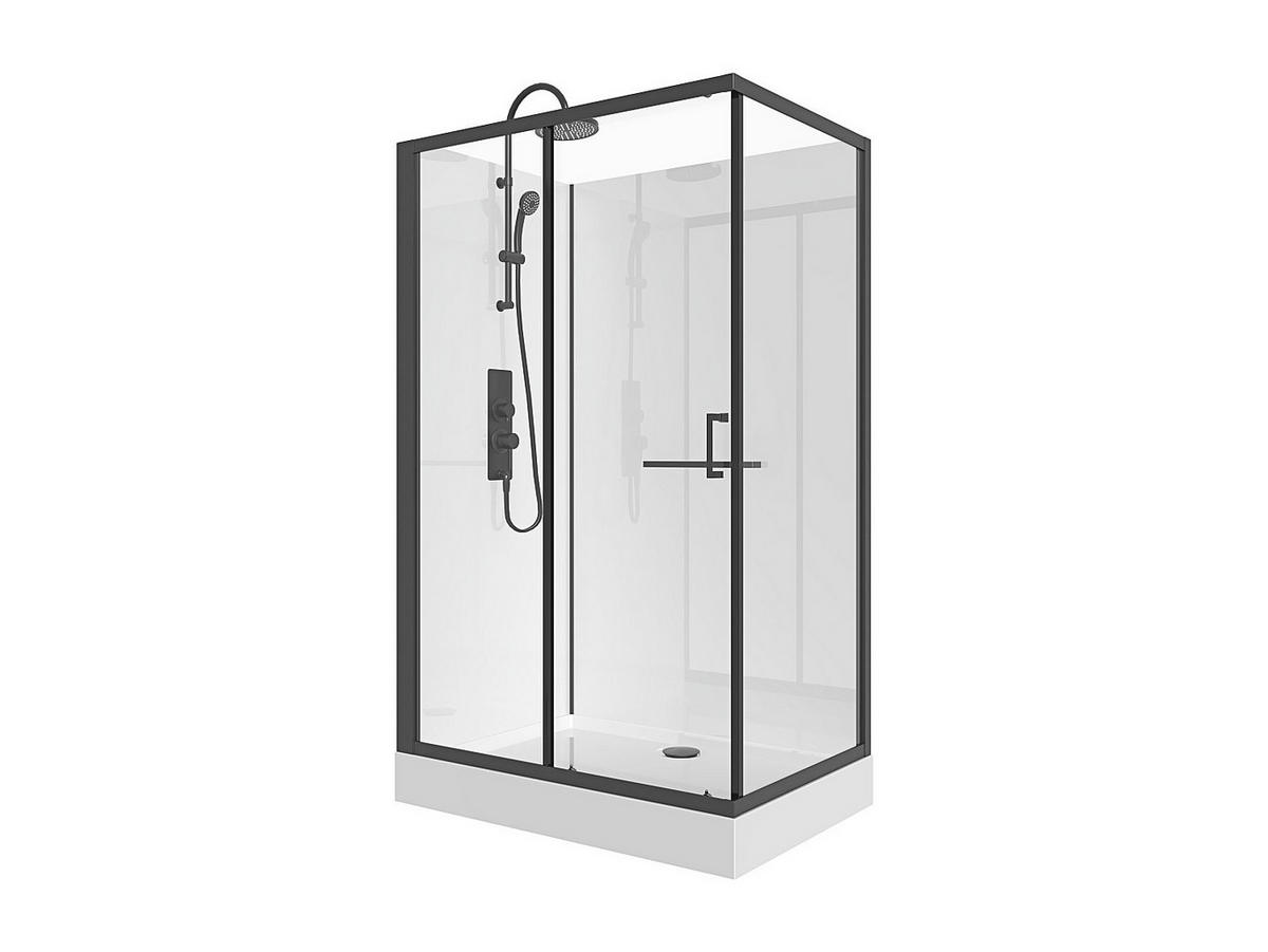 DUSCHKABINE - 110cm x 80cm - Aluminium - schwarz, weiß - ZODANI - Schwarz, Metall (80/110/200cm) - Vente-Unique