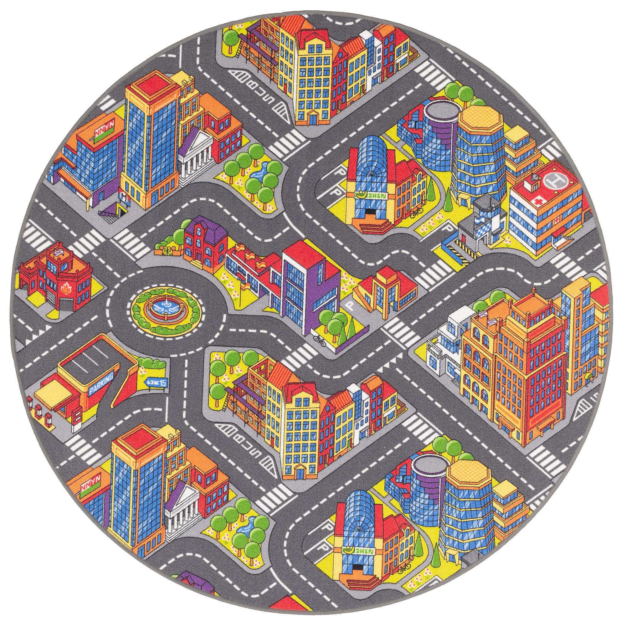 KINDER STRASSENTEPPICH 3D BIG CITY RUND - Multicolor, Textil (133/133cm) - Snapstyle