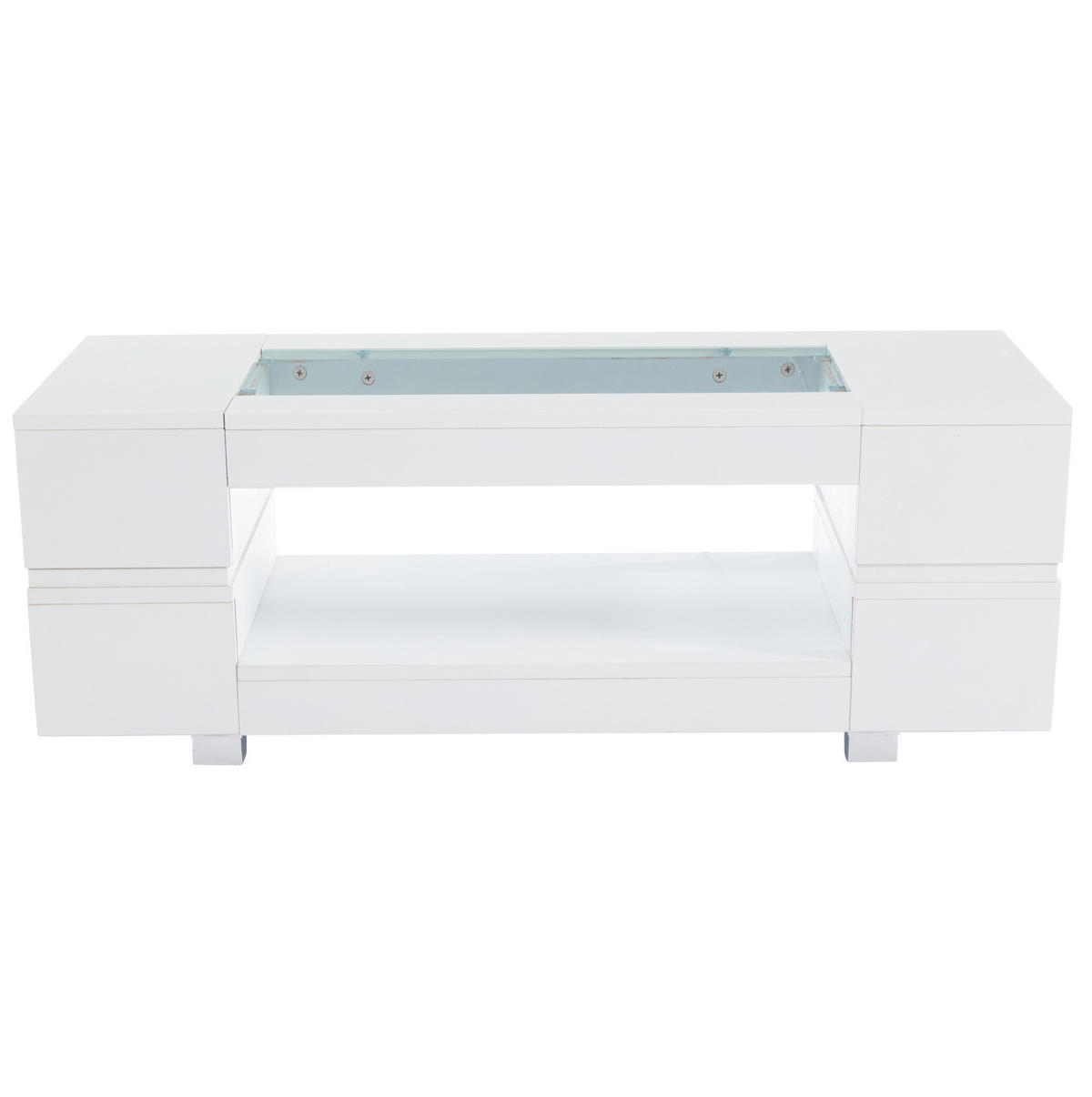 COUCHTISCH mit LED 100 x 50 x 35 cm Weiß mit Stauraum - Weiß, Holzwerkstoff (100/50/35cm) - Meubliv