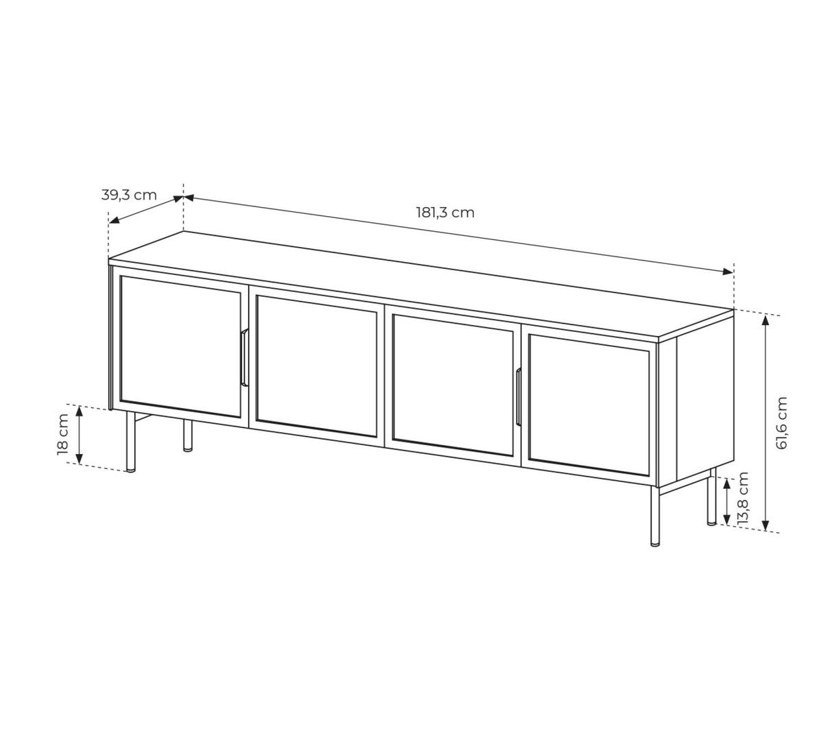 SIDEBOARD LUMI Beige 181x39x62 cm - Beige, Holzwerkstoff (181/62/39cm) - FURNLUX