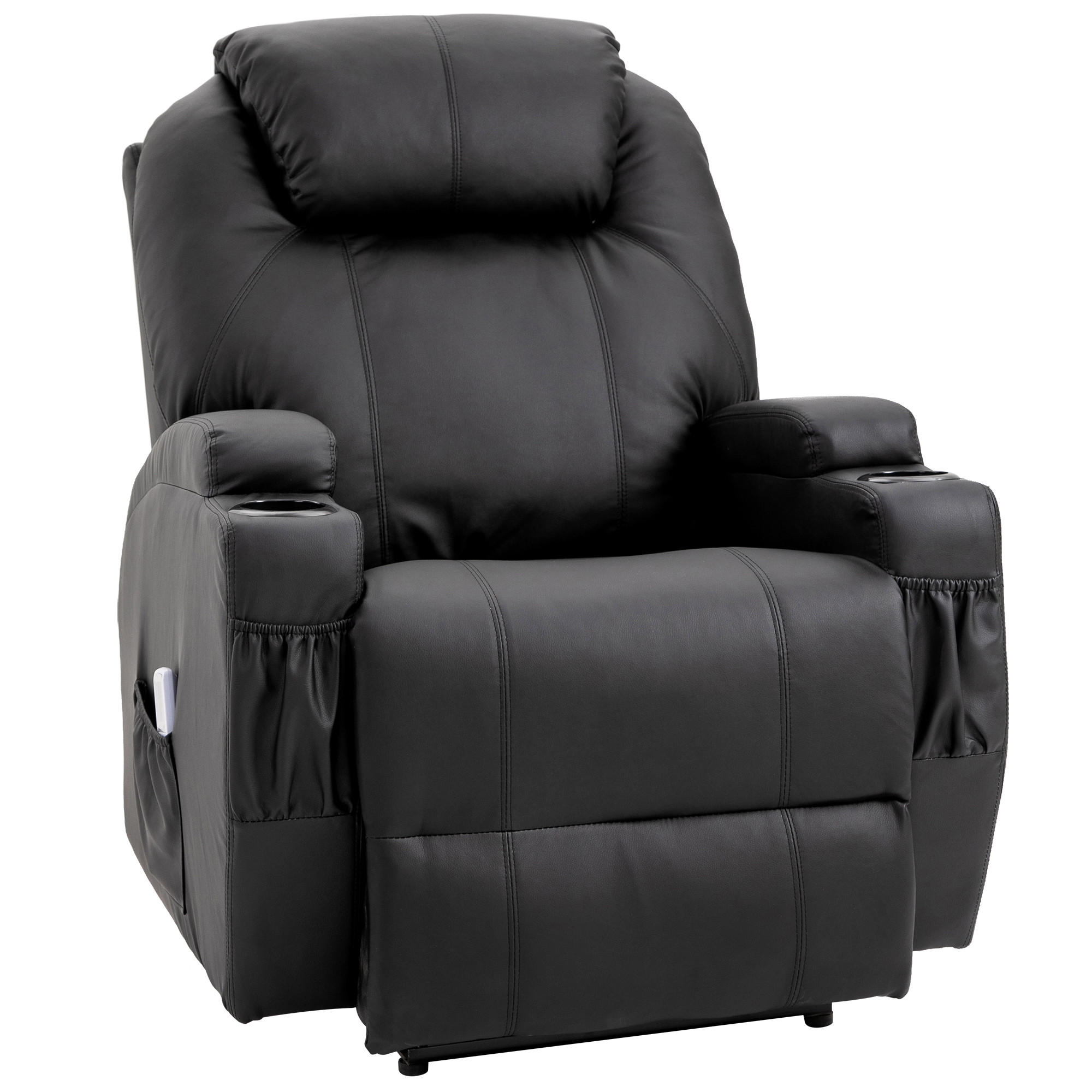 MASSAGESESSEL, Kunstleder, Schwarz - Schwarz, Leder (97/110/82cm) - HOMCOM