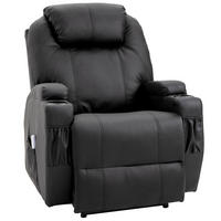MASSAGESESSEL elektrisch Relaxsessel Fernsehsessel Liegefunktion Schwarz - Schwarz, Leder (97/110/82cm) - HOMCOM