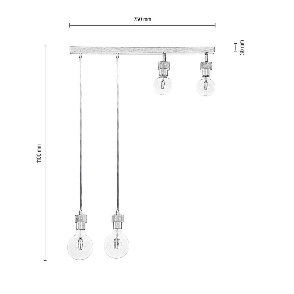 HÄNGELEUCHTE Eichenholz Braun - Braun, Holz (75/3/110cm)