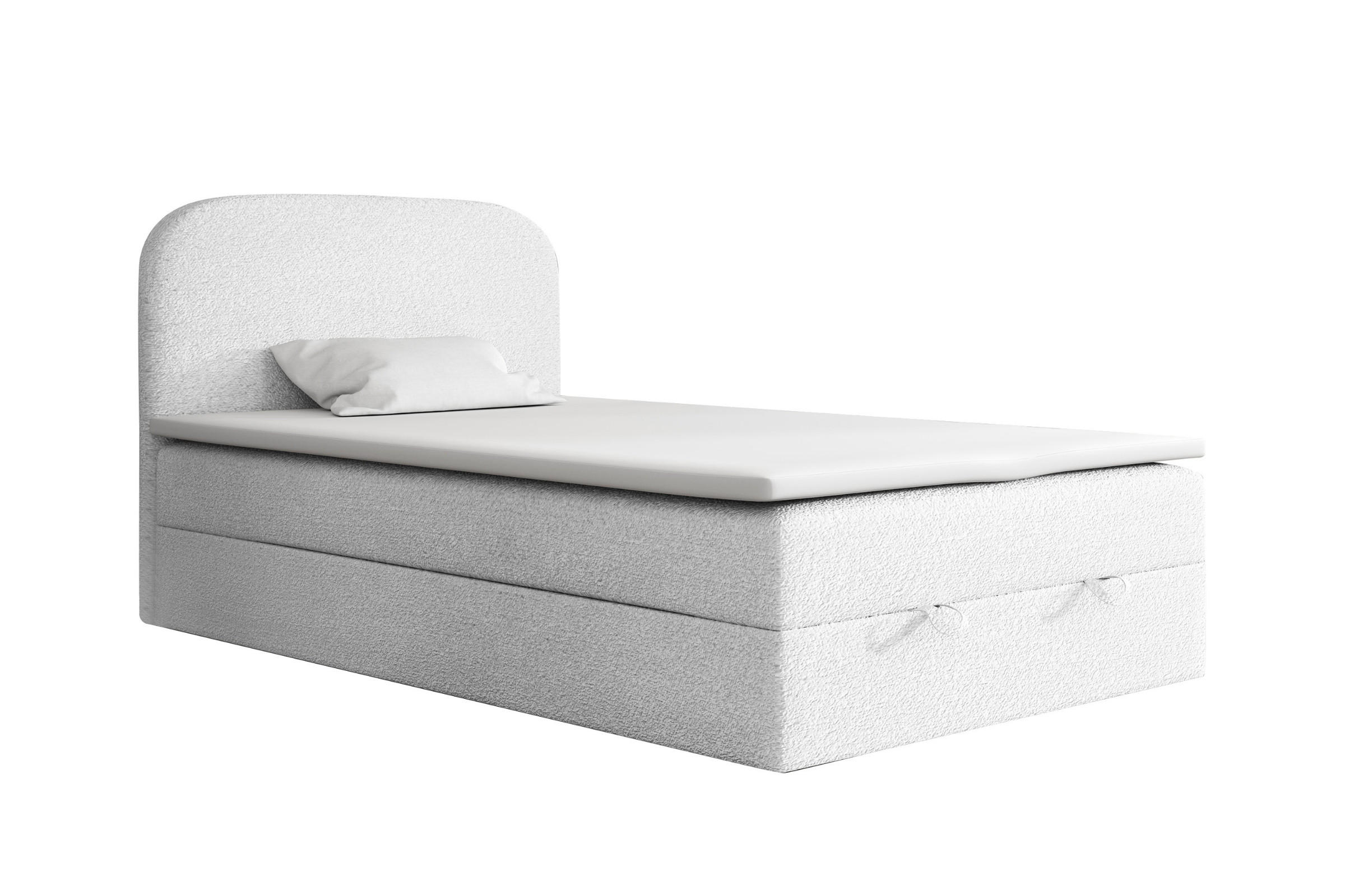 BOXBETT CLOUD 120/200 in Boucle Weiß H4 - Weiß, Holz/Holzwerkstoff (120/200cm) - Deine Möbel 24