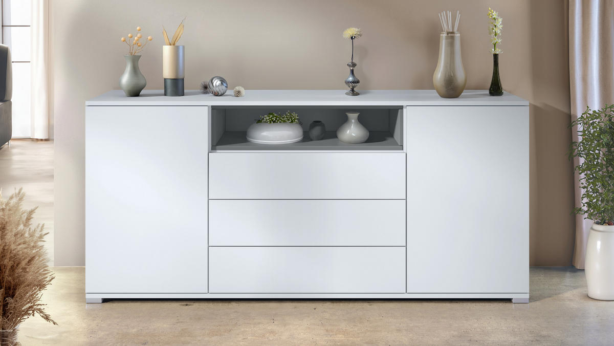 SIDEBOARD Skadu Graphit Seidenmatt - Graphitfarben, Holzwerkstoff (166.5/75.5/35cm) - Vladon