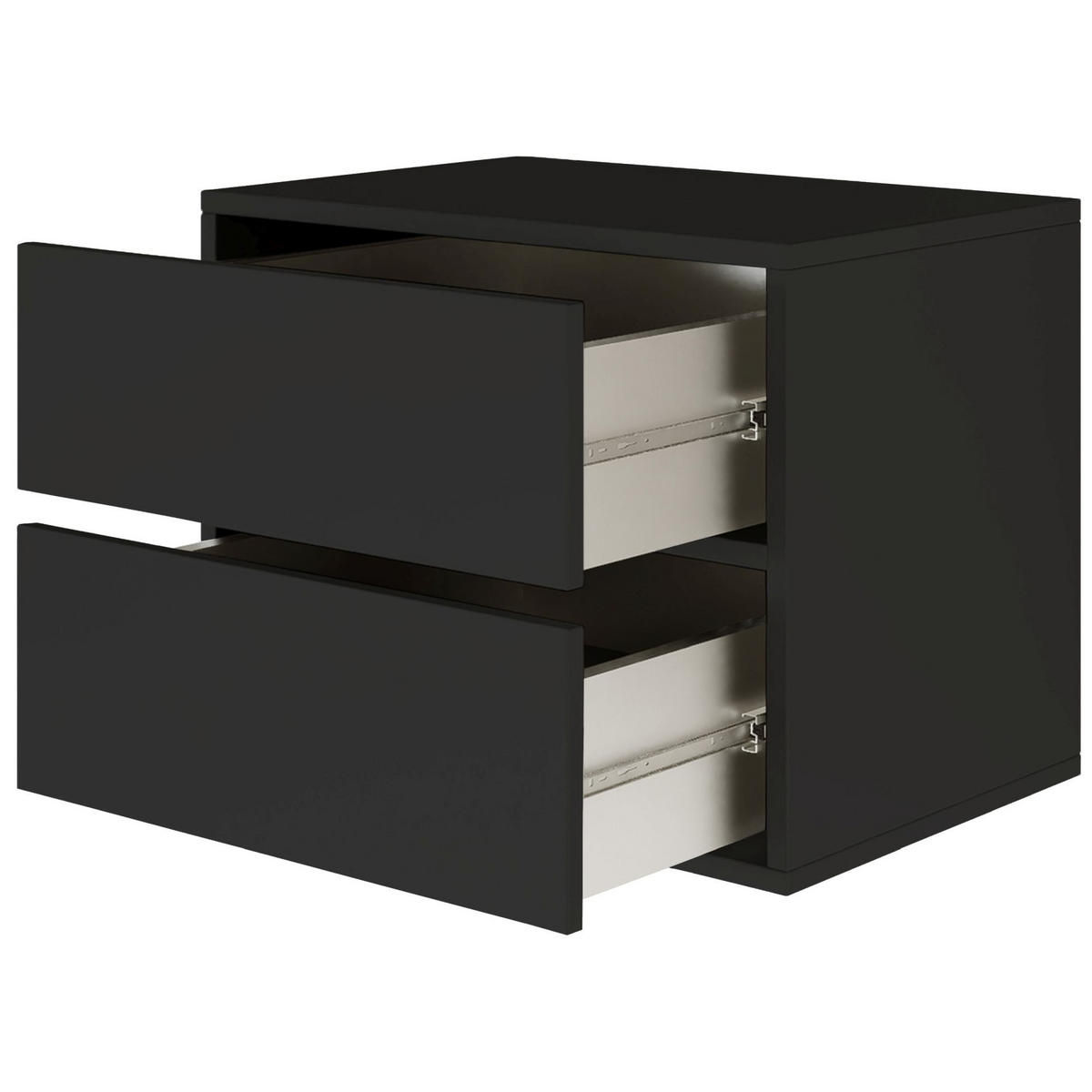 NACHTTISCH hängend Framme Schwarz mit 2 Schubladen, 50 cm - Schwarz, Holzwerkstoff (50/40/36cm) - Selsey