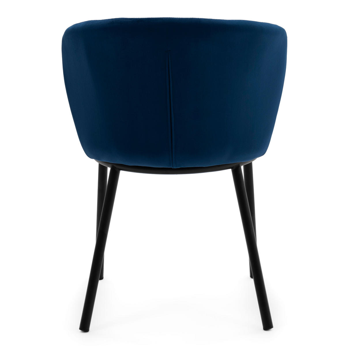 STUHL BARI gepolsterter mit Steppung - dunkelblau - Samt Velour - Schwarz/Dunkelblau, Textil/Metall (54/81/57cm) - NEW HOME