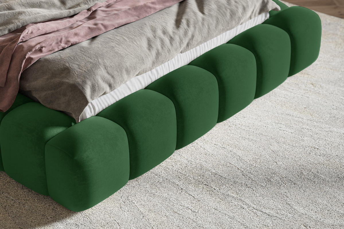 POLSTERBETT 160x200 cm Madeno mit Bettkasten, Samtstoff, Grün - Grün, Holz/Textil (160/200cm) - Emporius