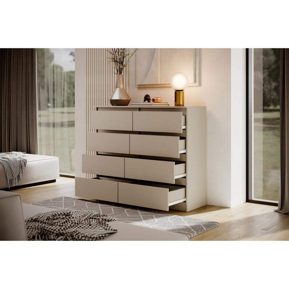 KOMMODE Lemon 120 cm mit acht Schubladen kaschmir - Kaschmir, Holzwerkstoff (120/101.5/39cm) - Beautysofa
