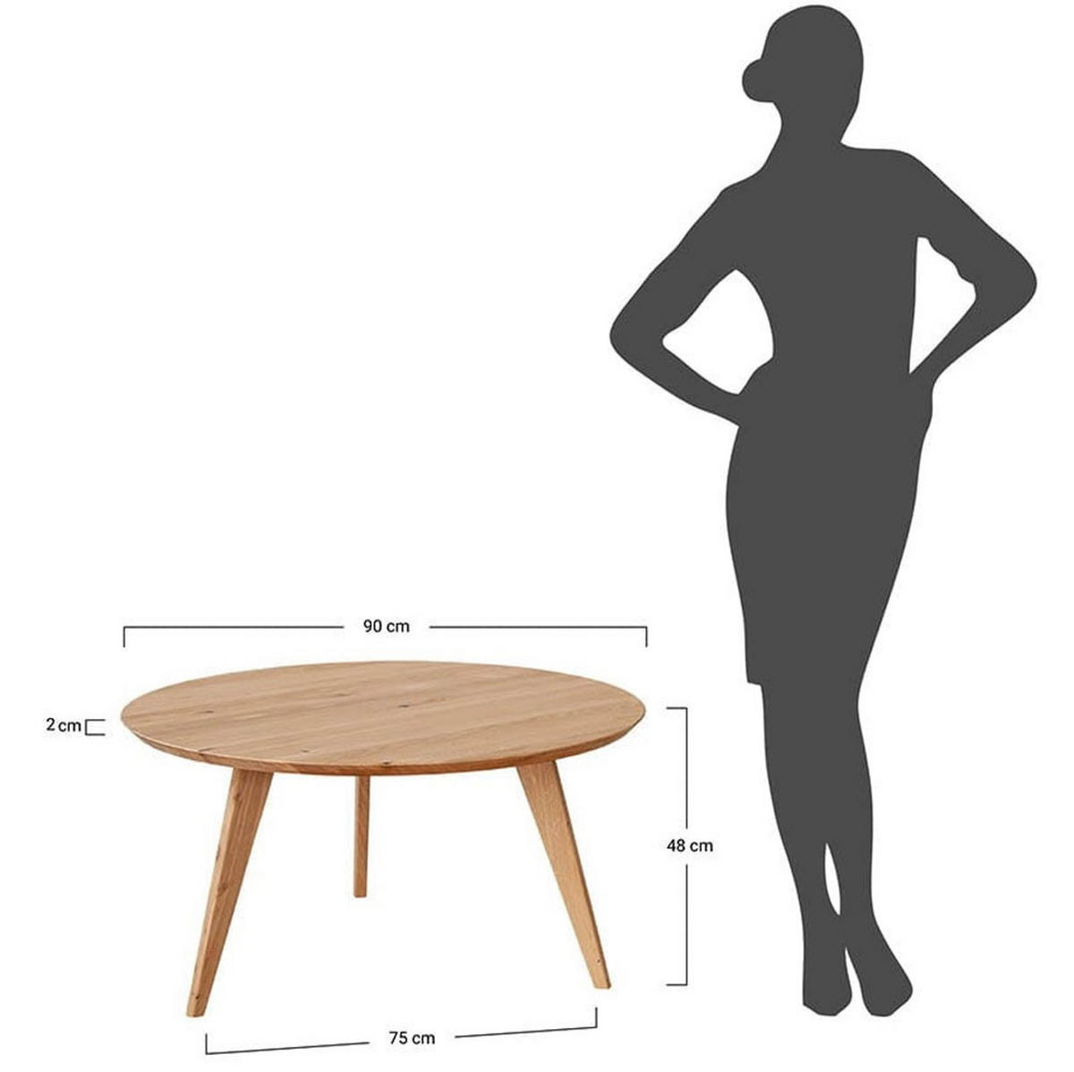 COUCHTISCH Orbetello Eiche Natur 90 / 90 / 48cm - Eichefarben, Holz (90/90/48cm) - Feldmann-Wohnen