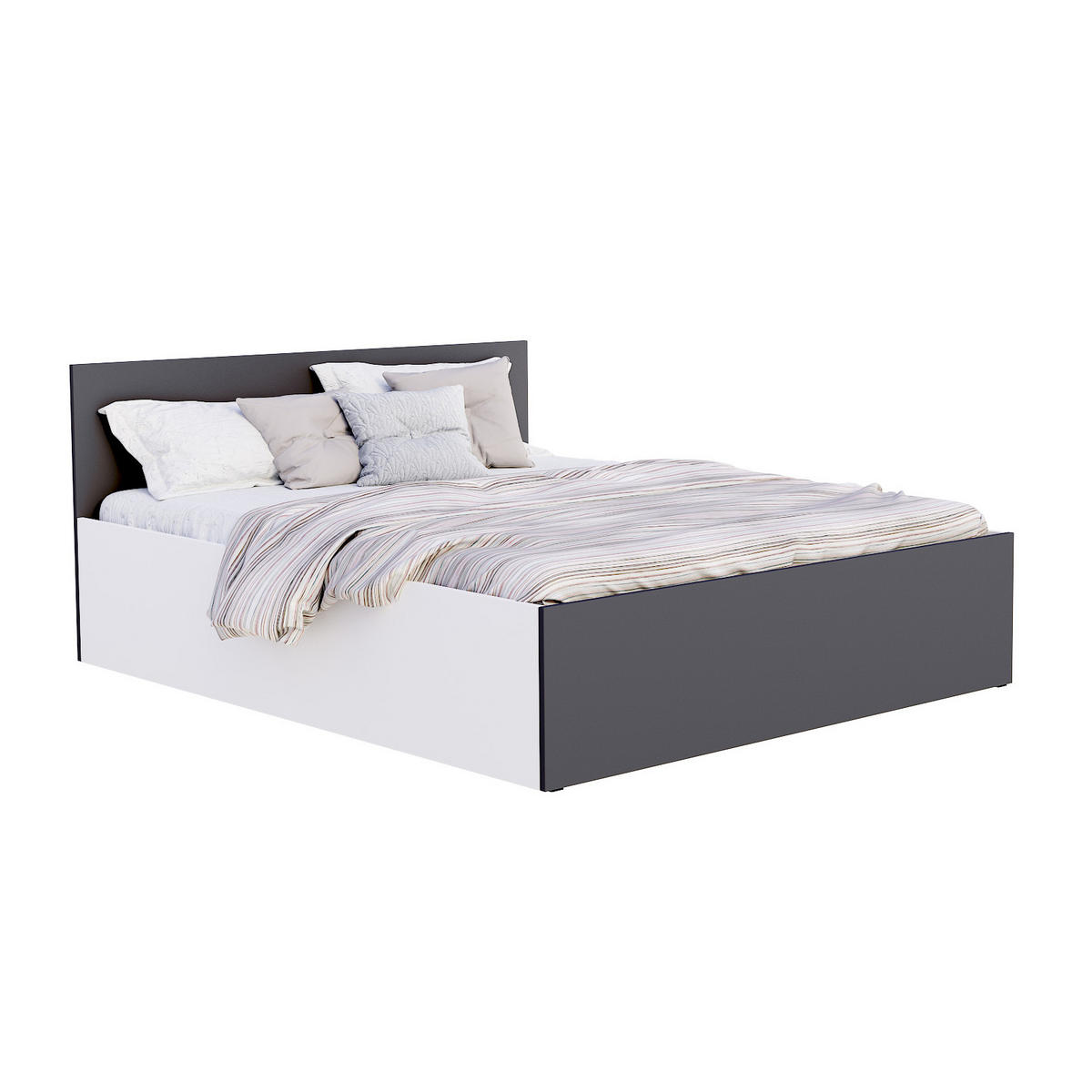 DOPPELBETT mit Bettkasten Ampo 180x200 cm weiß /Grau - Grau, Textil (180/200cm) - Meblito