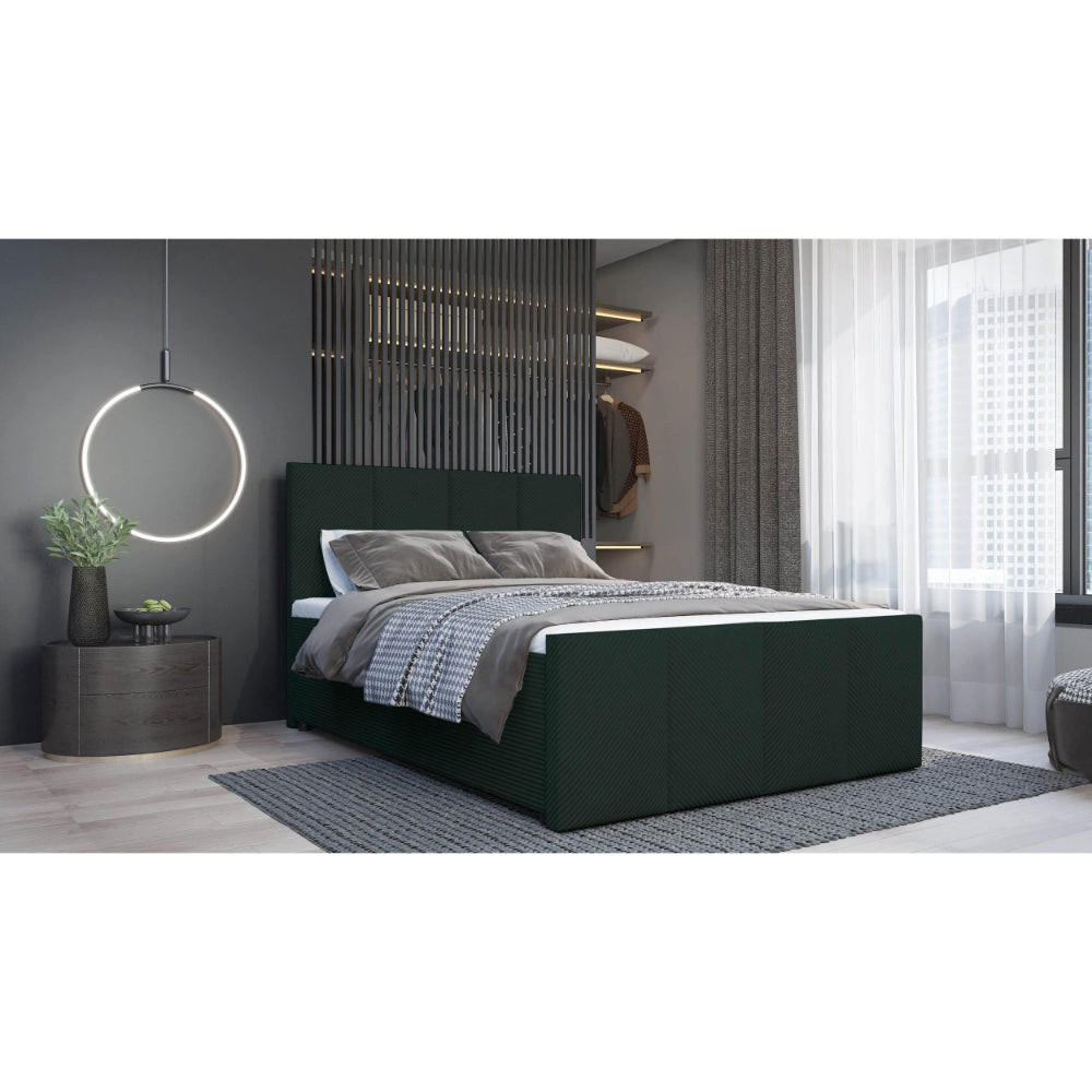 BOXBETT Milano Bonellfederkern inkl. 7-Zonen Topper T-30 - BOXBETT mit Bettkasten - Dunkelgrün, Holz/Holzwerkstoff (180/200cm) - Best For Home