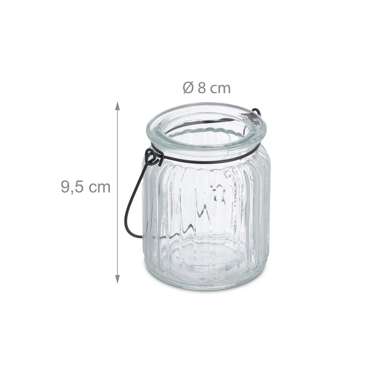 12XWINDLICHT - Transparent, Glas/Metall (8/9.5/8cm) - Relaxdays