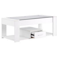 COUCHTISCH DE-123 Glass Weiß - Weiß, Holzwerkstoff (50/100/40cm) - ComfortXL