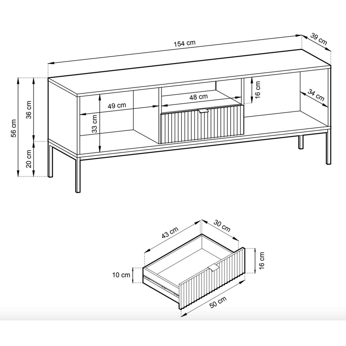 TV stolík Vellore Zelený 154/56/39 cm - čierna/zelená, kov/kompozitné drevo (154/56/39cm) - Selsey