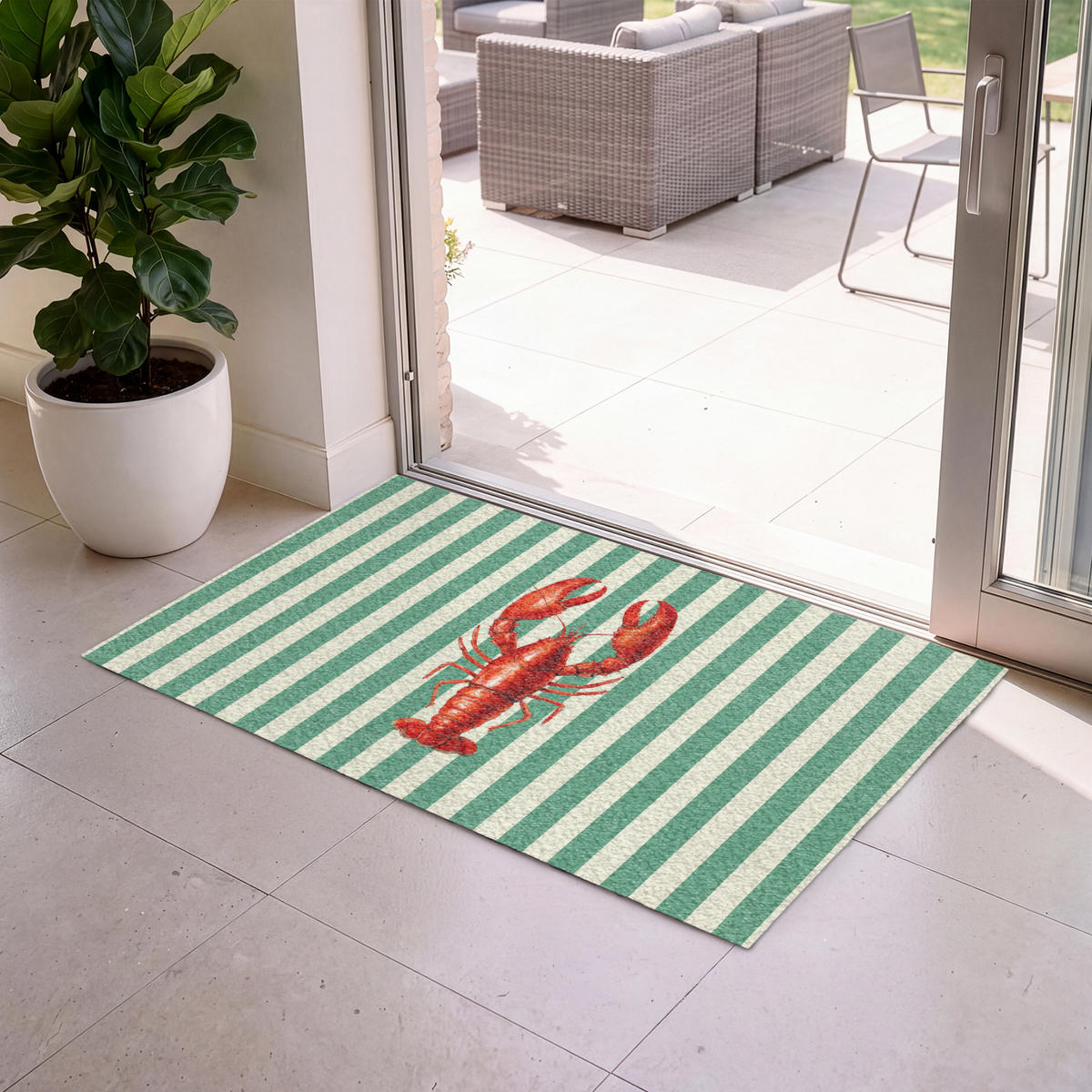 ROHOŽKA Rak - Pruhy - Realistické - Letní 120x80 cm - různobarevná, textil/umělá hmota (120/0.4cm) - MuchoWow