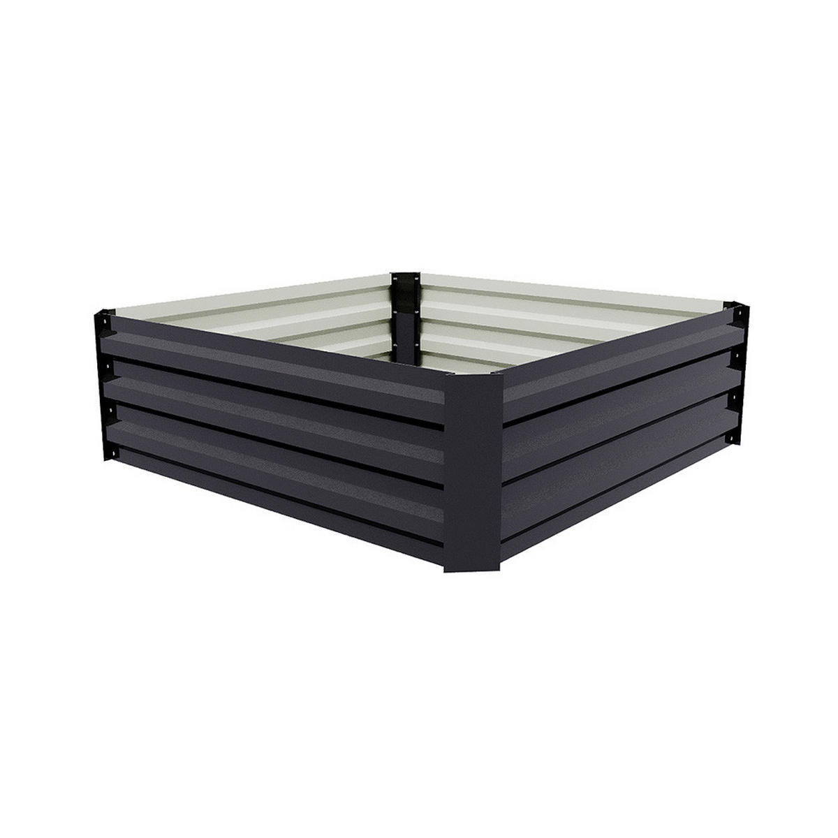 HOCHBEET Pflanzkasten aus verzinktem Stahl in Anthrazit Quadratischen Blumenkasten für Garten und Balkon, 100 × 100 × 30 cm 4,85 kg - Dunkelgrau, Metall (100/30/100cm) - Livingandhome