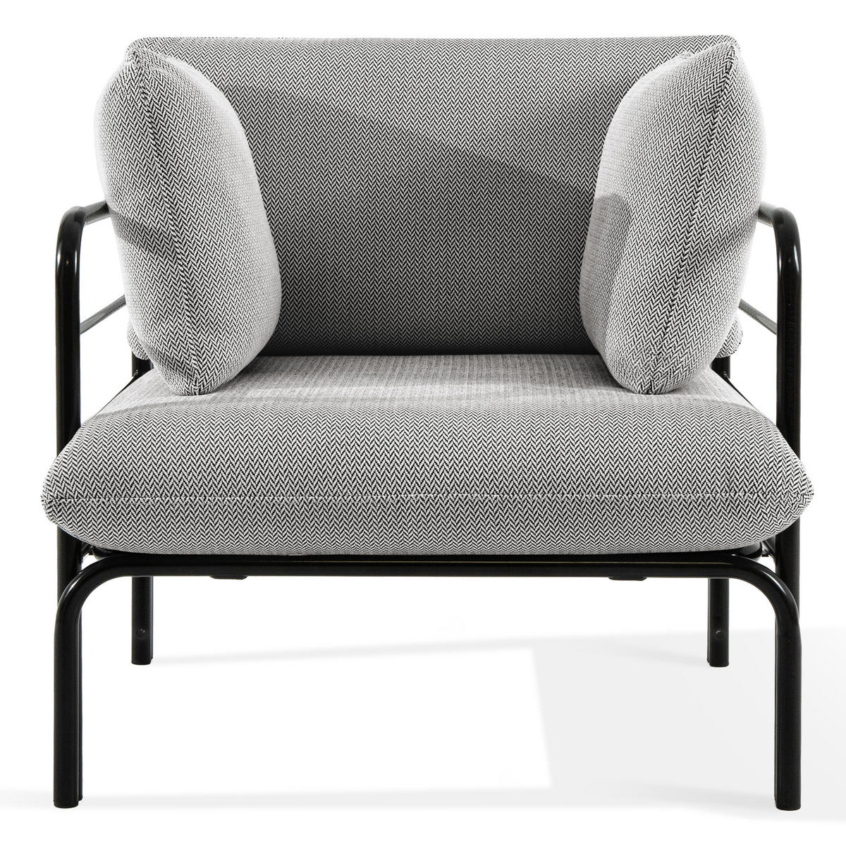GARTENMÖBELSET RAMBE 4-tlg. 1x Tisch 2x Sessel 1x Sofa 2-Sitzer, mit Kissen, LOFT-STIL, Anthrazit - Dunkelgrau/Anthrazit, Glas/Textil - KONSIMO®