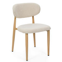 STUHL ALMO gepolstert Beine in Holzoptik - hellbeige - Boucle - Eichefarben/Beige, Textil/Metall (47/77/54cm) - NEW HOME