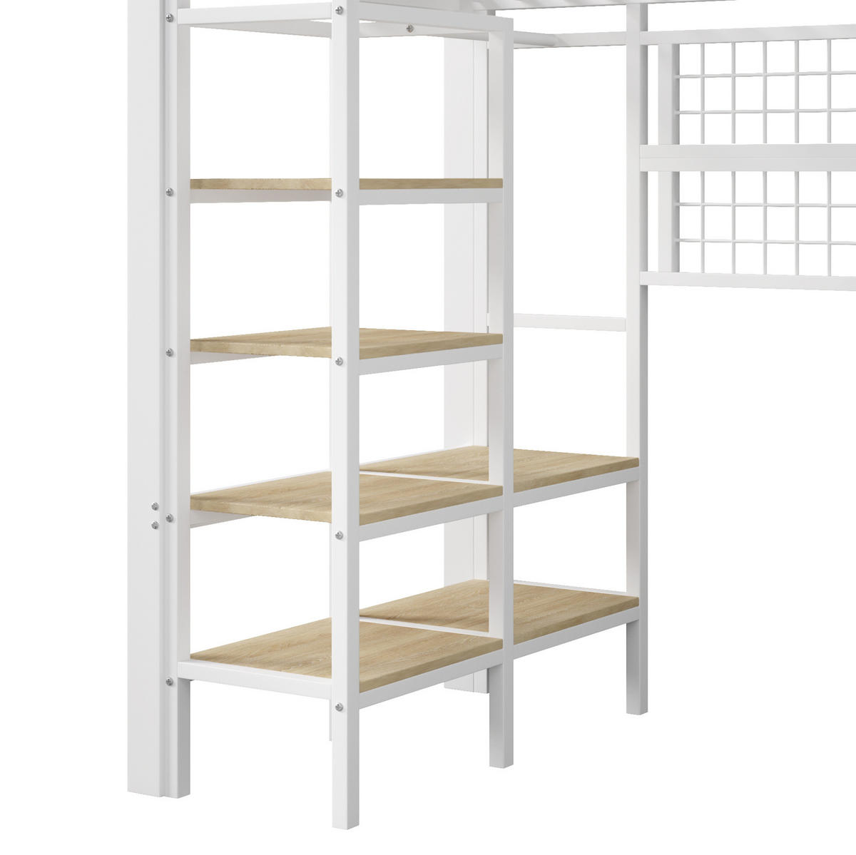 HOCHBETT 90/200 cm, Weiß mit LED-Lichtleiste und Ablagefach - Weiß, Metall (90/200cm) - MIVRAY
