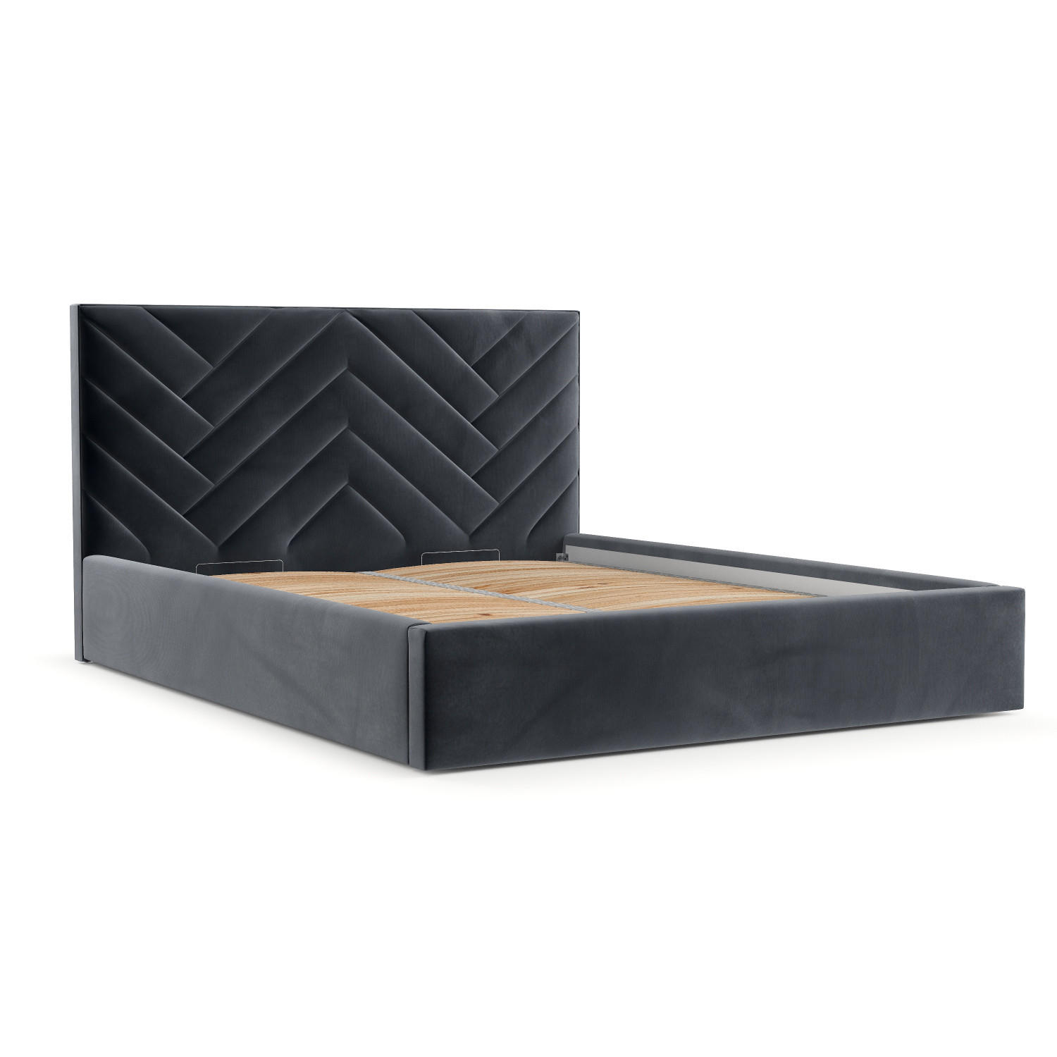 POLSTERBETT Arco 160/200 cm Dunkelgrau im Kronos Stoff - Dunkelgrau/Schwarz, Holz/Holzwerkstoff (160/200cm) - AltaBeds