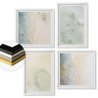 WANDBILDER 4er-Set - 50x50 cm & 40x60 cm Weißer Rahmen - Pastellfarbene Aquarell-Leinwandtextur - Weiß, Kunststoff (50/50cm) - ArtPrintCave
