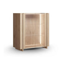VITRINE Travertino Wildeiche gebleicht 100 / 46 / 106cm - Wildeiche, Glas/Holz (100/106/46cm) - Feldmann-Wohnen
