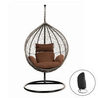 POLYRATTAN Hängesessel mit Regenabdeckung CIELO - Grau/Braun - Grau, Kunststoff (104/200/104cm) - Home Deluxe
