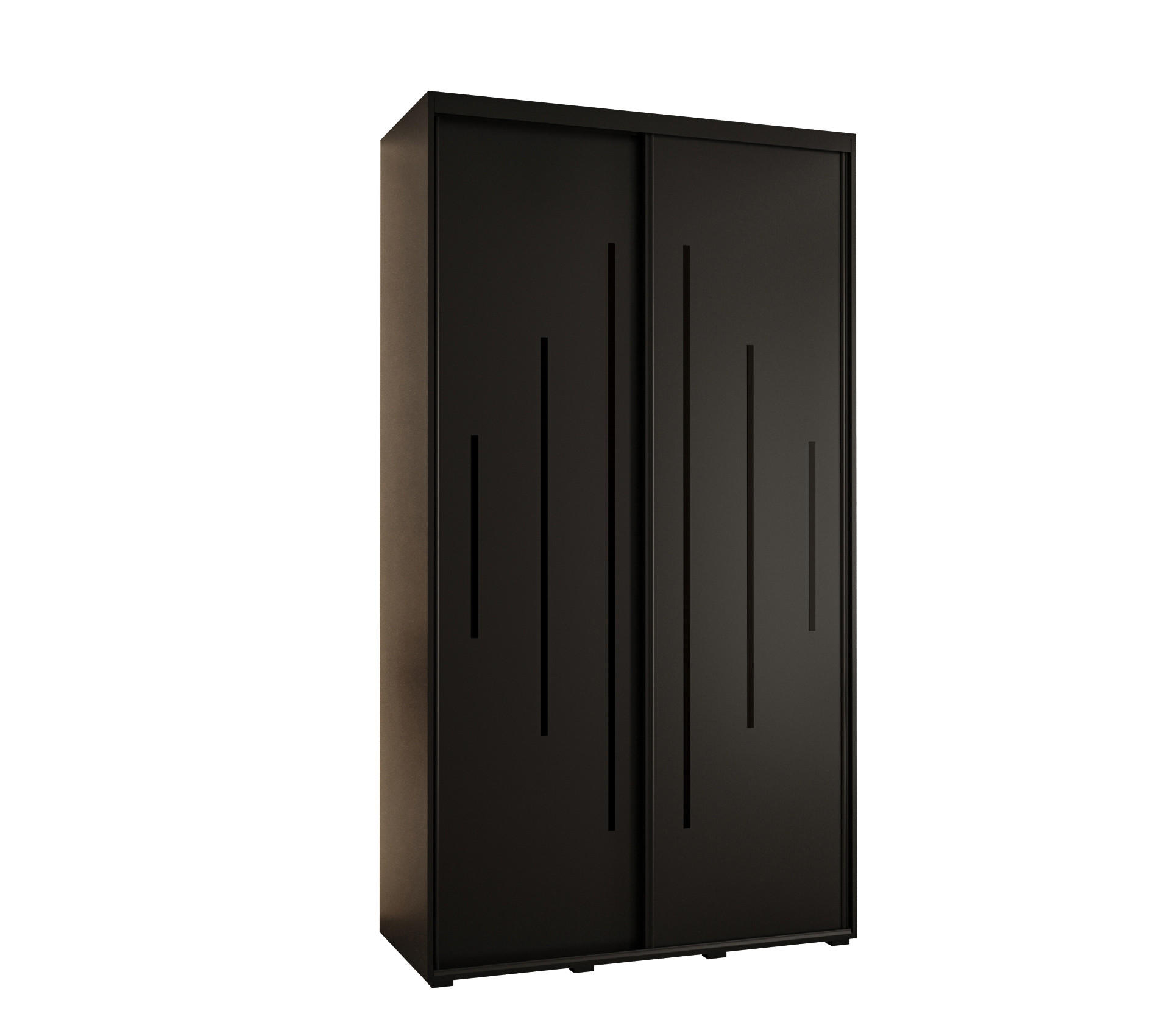 Abiks Möbel SCHWEBETÜRENSCHRANK Schwarz, Schwarz, Schwarz 140cm × 60cm × 235cm