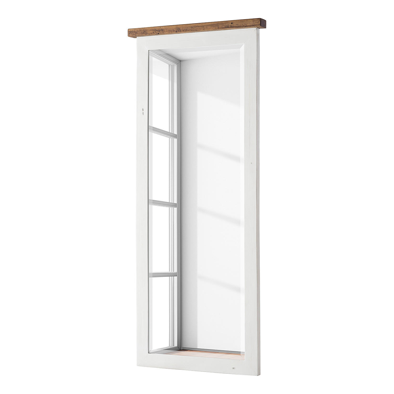 SPIEGEL - Kiefer massiv - Kiefer / Weiß - Weiß/Kieferfarben, Holz (65/149/6cm) - home24