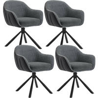 ESSZIMMERSTUHL 4er Set, drehbar, Chenille, Dunkelgrau - Dunkelgrau/Schwarz, Textil/Metall (57.5/78/60.5cm) - Woltu