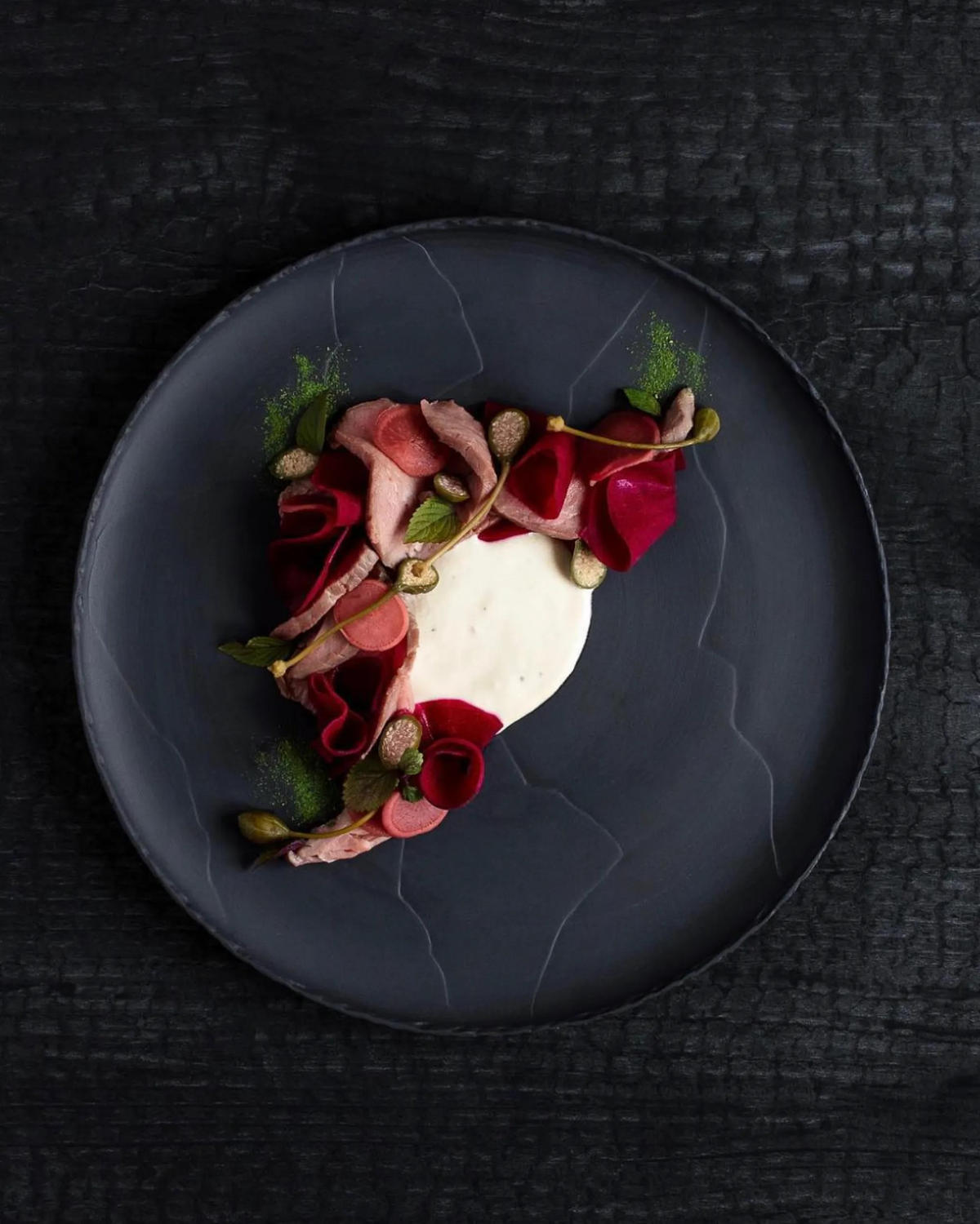 STEAKTELLER RUND 28,5 cm Matt schiefer - Schieferfarben, Keramik (28.5cm) - Revol Porcelaine France