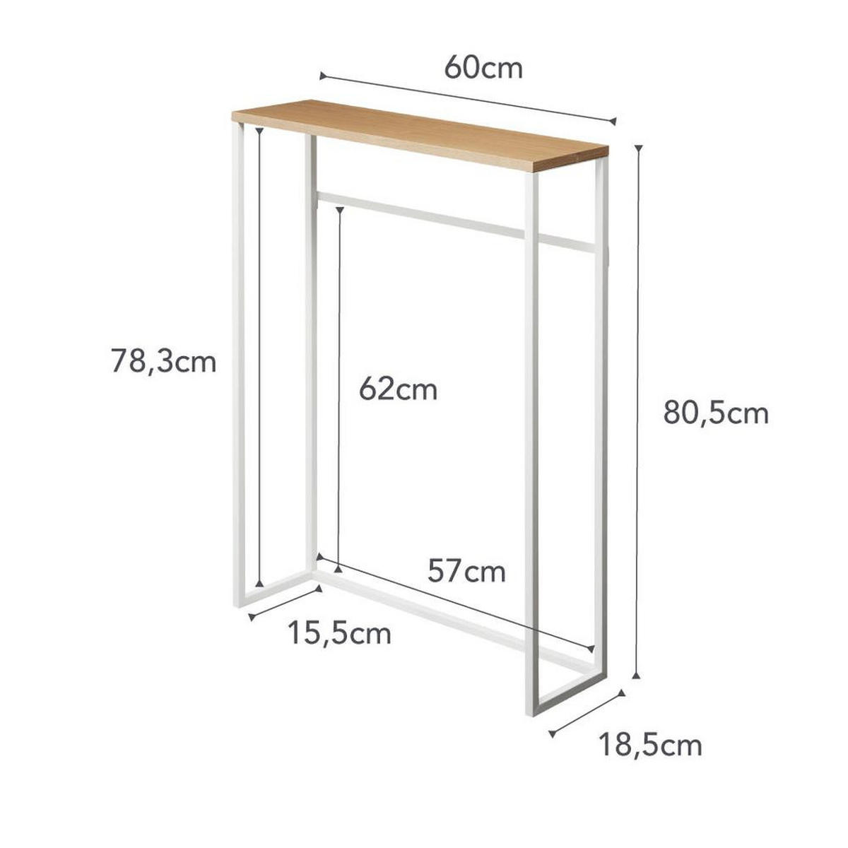 ELEGANTER Konsolentisch YAMAZAKI Tower 5164 in Weiß für jeden Flur - Weiß, Metall (18.5/60/80.5cm) - Yamazaki
