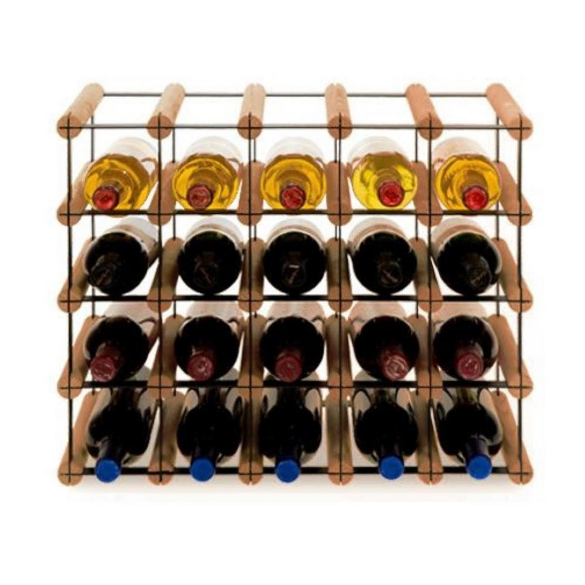WEINREGAL Vinotega Mod Metal 42,5x52,5x24,5 cm 5x4 Flaschen Massives Kiefernholz Braun Geölt - Braun, Holz (52.5/42.5/24.5cm) - PROREGAL
