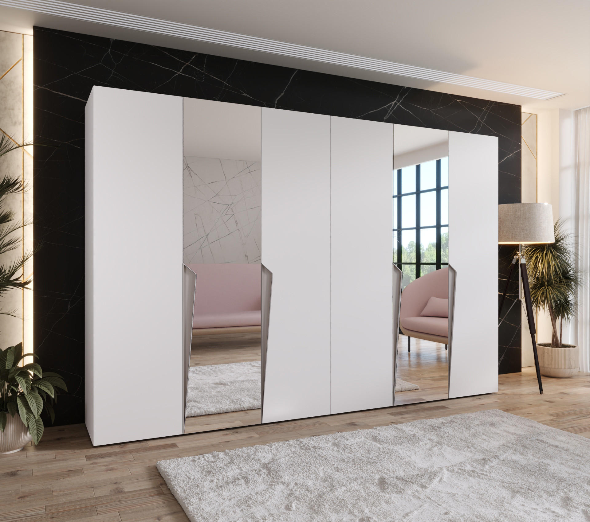 DREHTÜRENSCHRANK 202/300/52 6-türig - Beige/Weiß, Holz/Metall (300/202/52cm) - Abiks Möbel