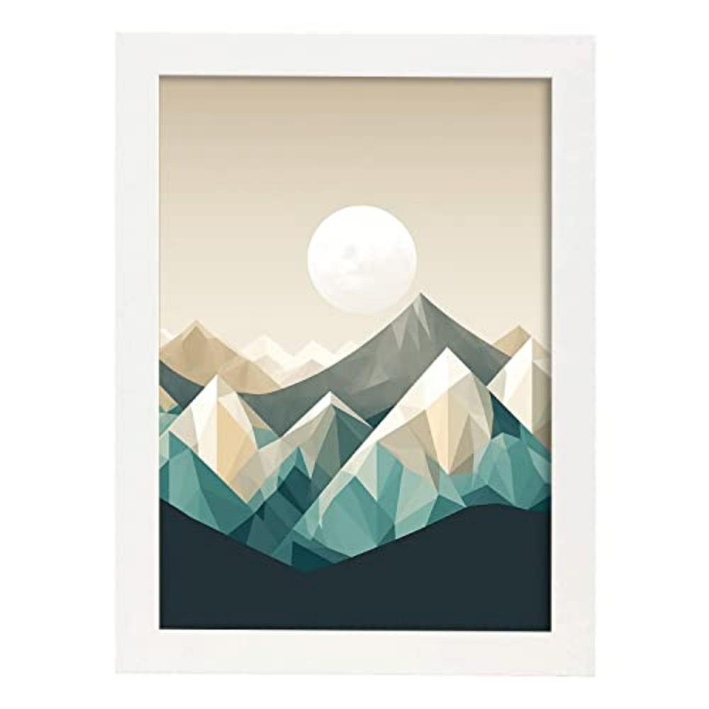 POSTER Verschneite Berge A3 Weißer Rahmen - Weiß, Papier (29.7/5/42cm) - Nacnic