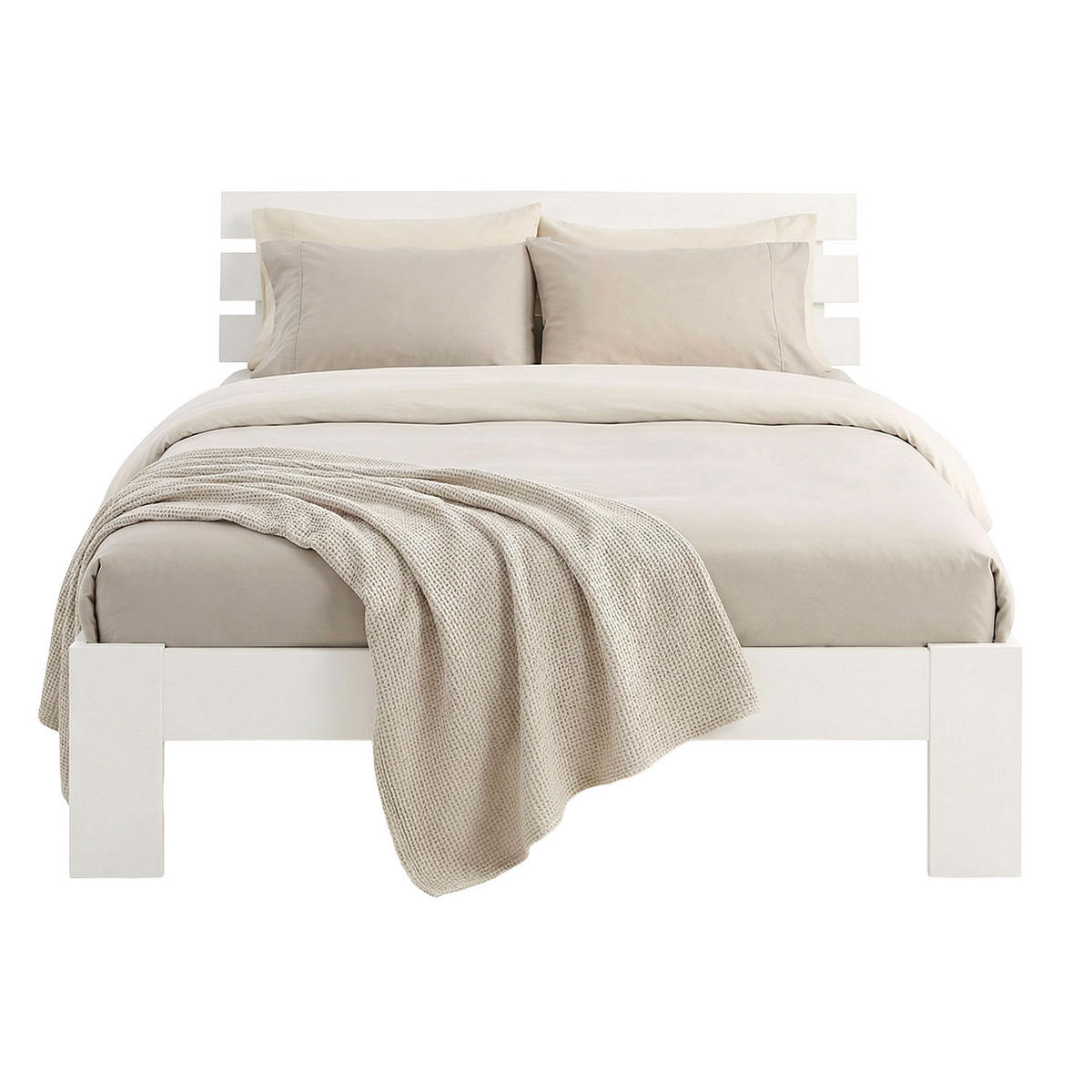 HOLZBETT Weiß 120/200 cm Doppelbett mit Lattenrost - Weiß, Holz (120/200cm) - Homestyle4u