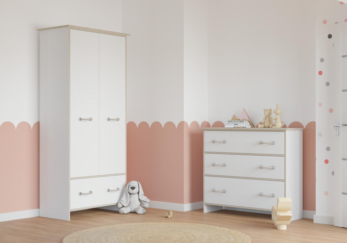 DREHTÜRENSCHRANK - Schrank Perseus 2D - Weiß, Holzwerkstoff (90/200/50cm) - Möblo