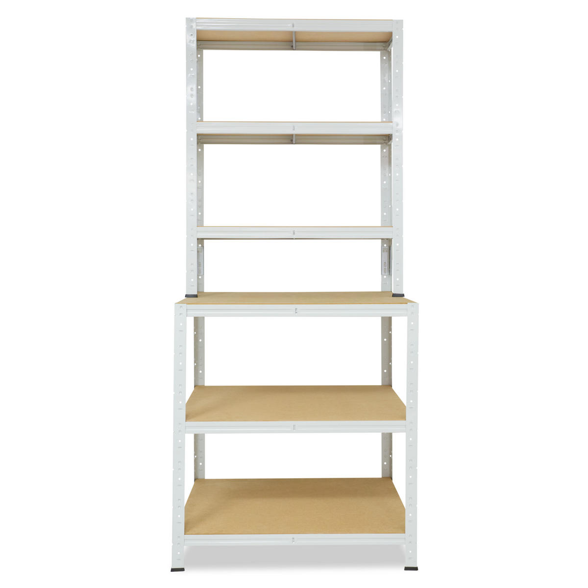 WERKBANK Regal OFFICE 190x90x60 cm in lichtgrau mit 6 Böden und 145 kg Traglast pro Boden - Hellgrau, Metall (90/190/60cm) - shelfplaza