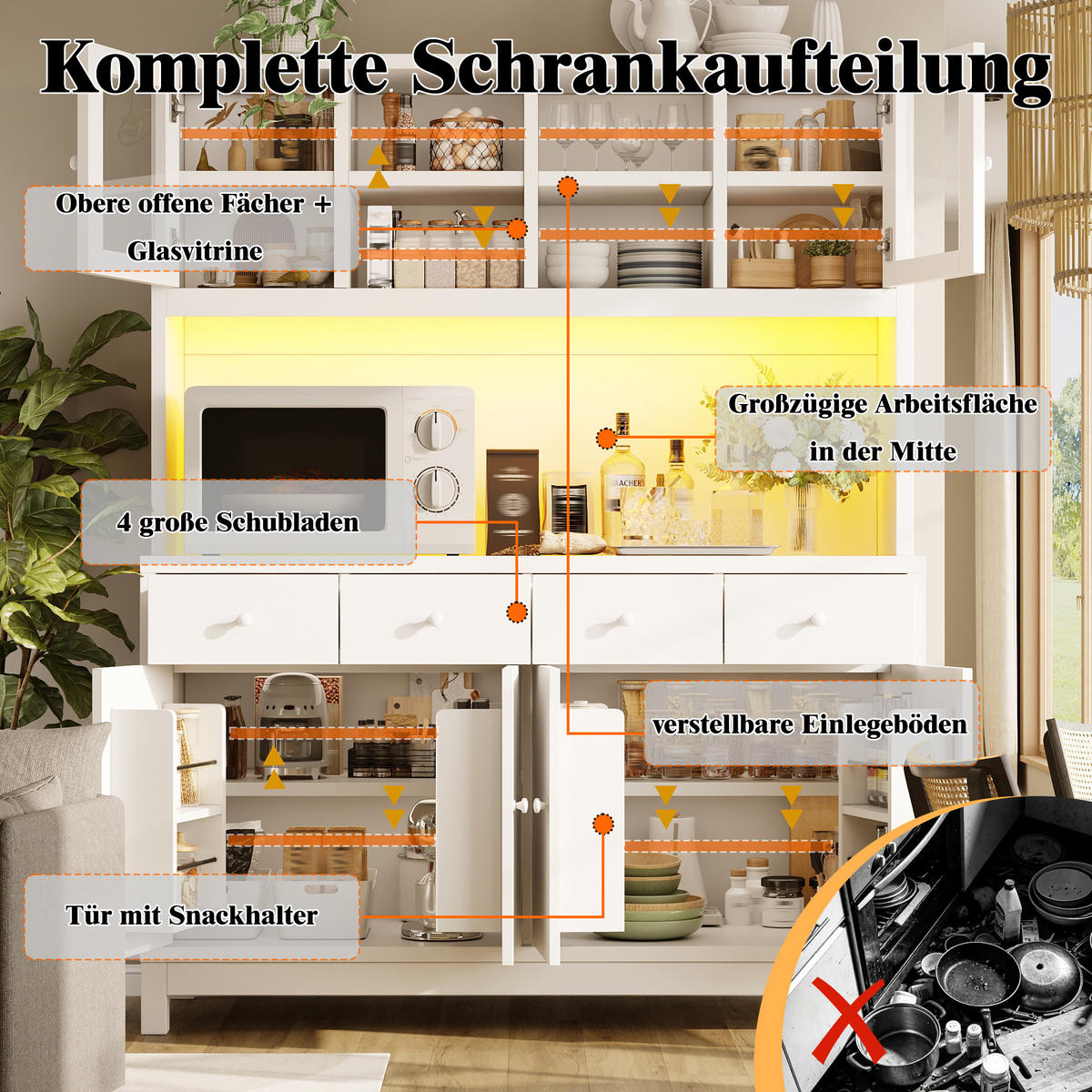 GESCHIRRSCHRANK Weiß 140/38.5/180 - Weiß, Holzwerkstoff (140/180/38.5cm)