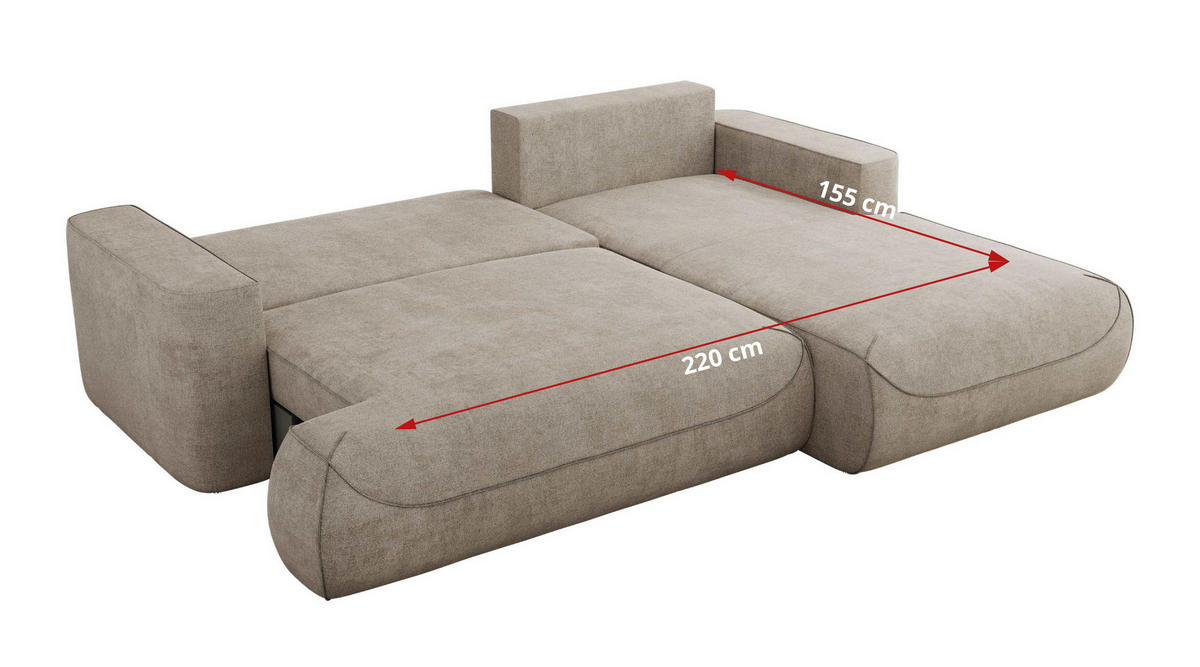 ECKSOFA OVO L Beige Struktur - Links Seite - Beige/Schwarz, Kunststoff/Textil (271/195cm) - MKS