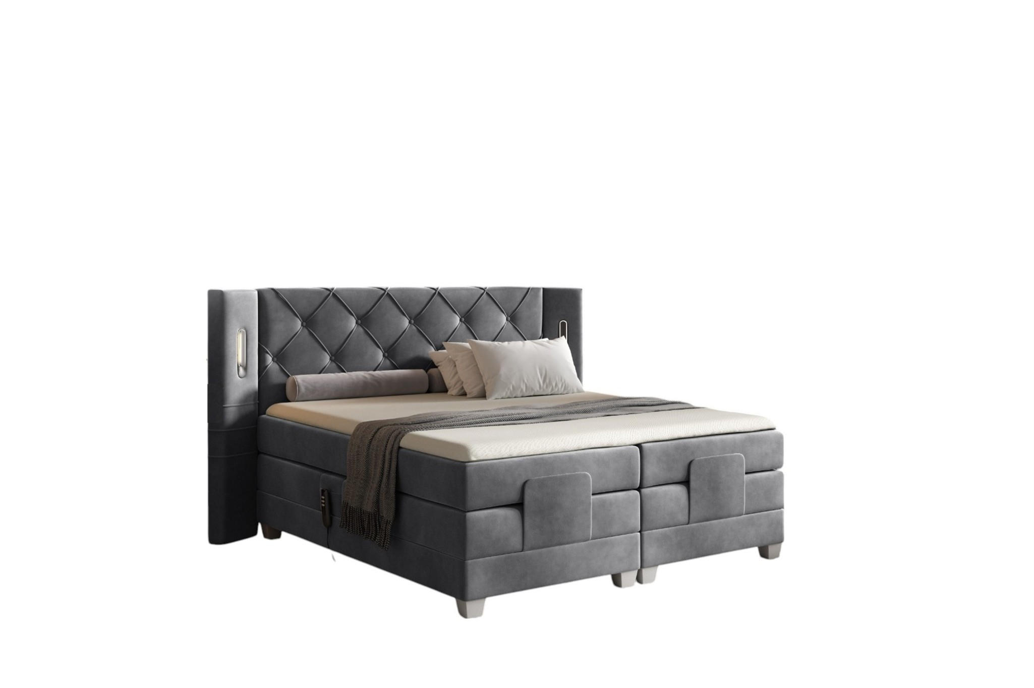BOXSPRINGBETT Elektrisch Steve - Dunkelgrau, Holzwerkstoff/Textil (180/200cm) - Fun Möbel