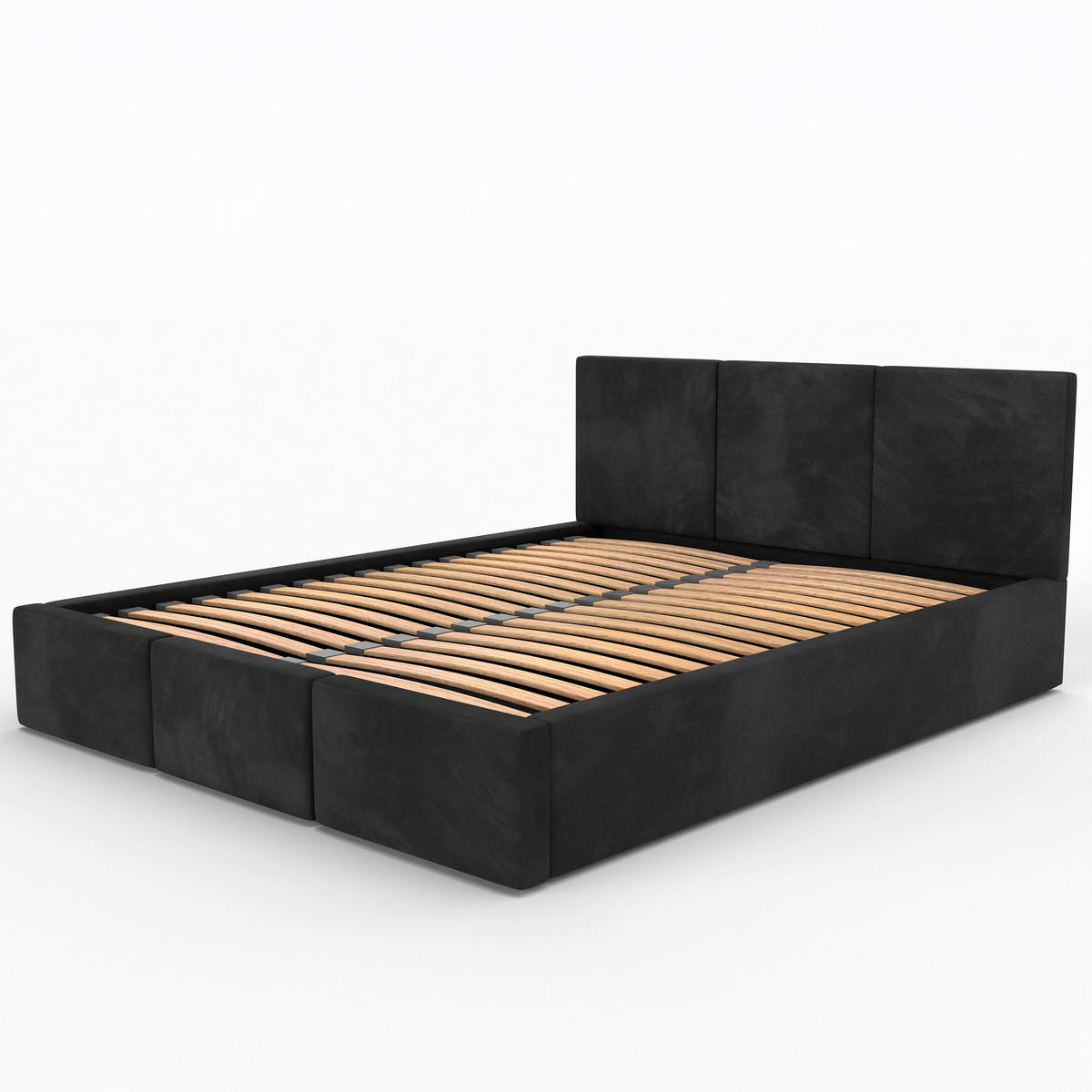 POLSTERBETT für Schlafzimmer Bett mit Stauraum Schwarz 120x200cm Kopfteil 88cm - Schwarz, Holzwerkstoff/Metall (120/200cm) - Muralo