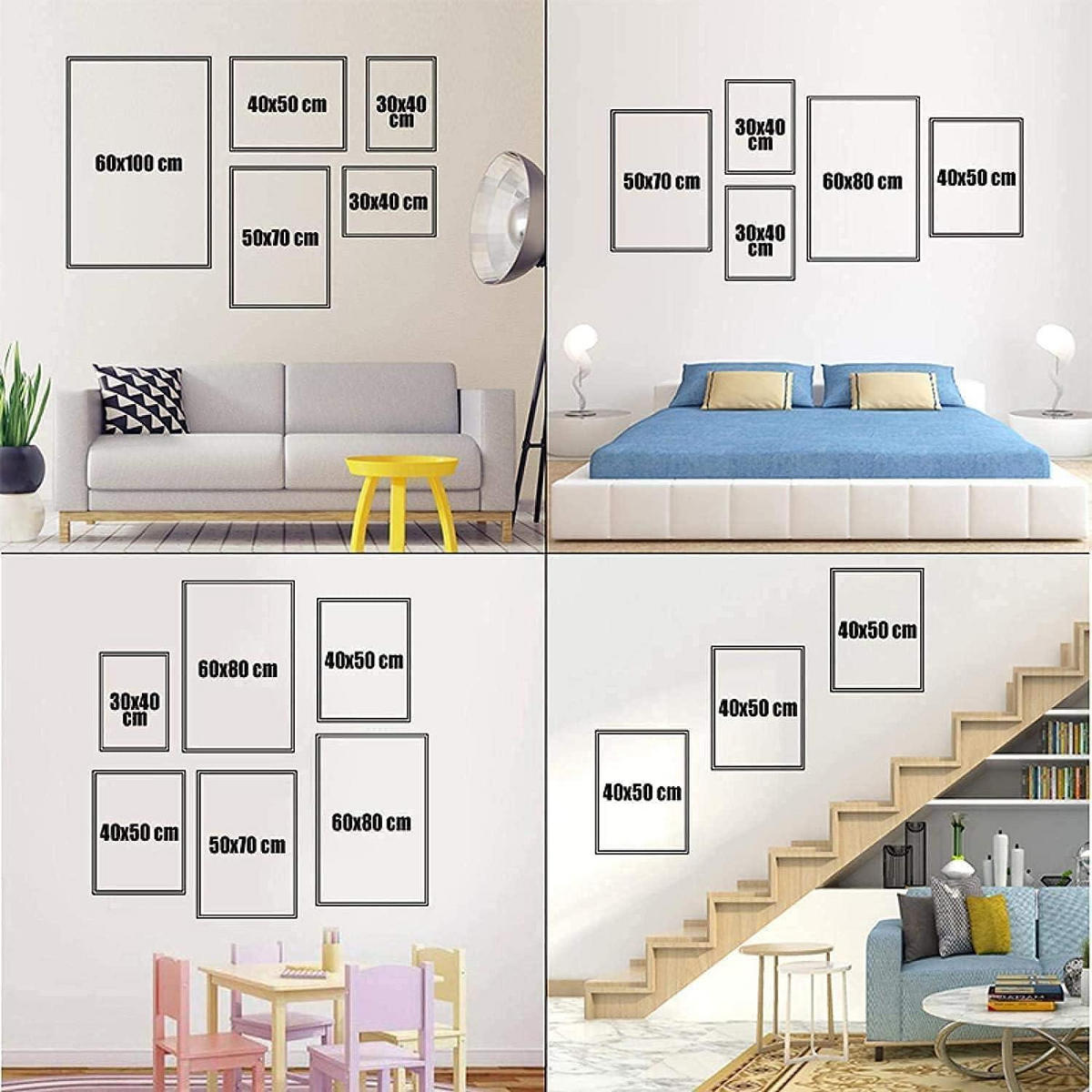 POSTER 3er-Set Islamische Kalligraphie Leinwand 60 x 90 cm Grau - Grau, Papier (1/0.5cm)