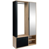 GARDEROBENSCHRANK Limo mit Spiegel und Schuhschrank, Eiche Artisan+schwarz - Eiche Artisan, Holzwerkstoff (100/190/33cm) - Beautysofa