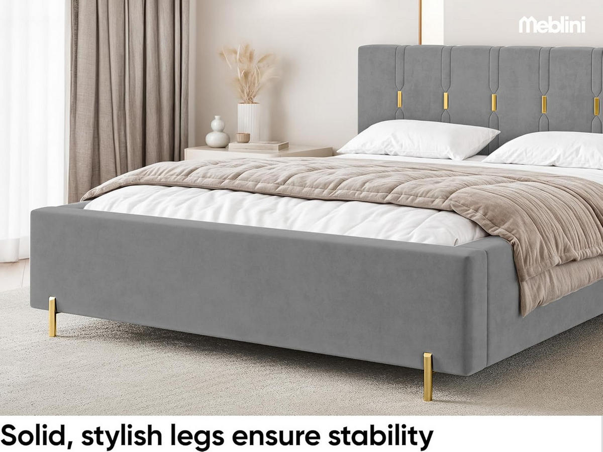 BETT FABIO - Goldfarben/Grau, Holzwerkstoff (140/200cm) - Meblini