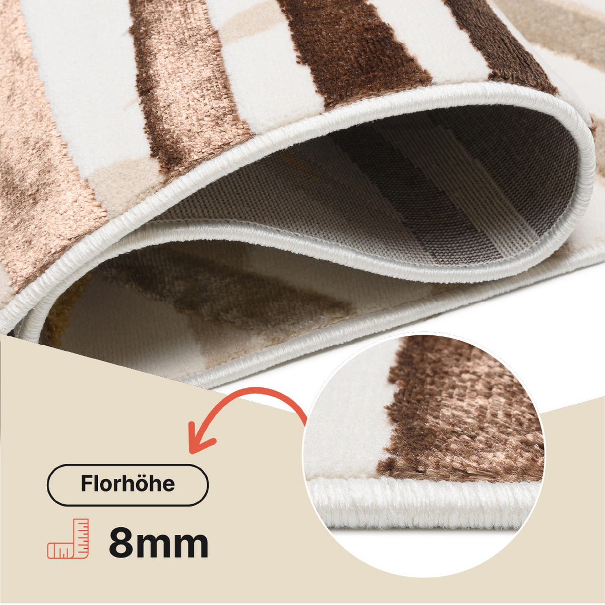 TEPPICH GOLDEN Creme Braun 120/170 cm - Multicolor, Kunststoff (120/170cm) - Tapiso